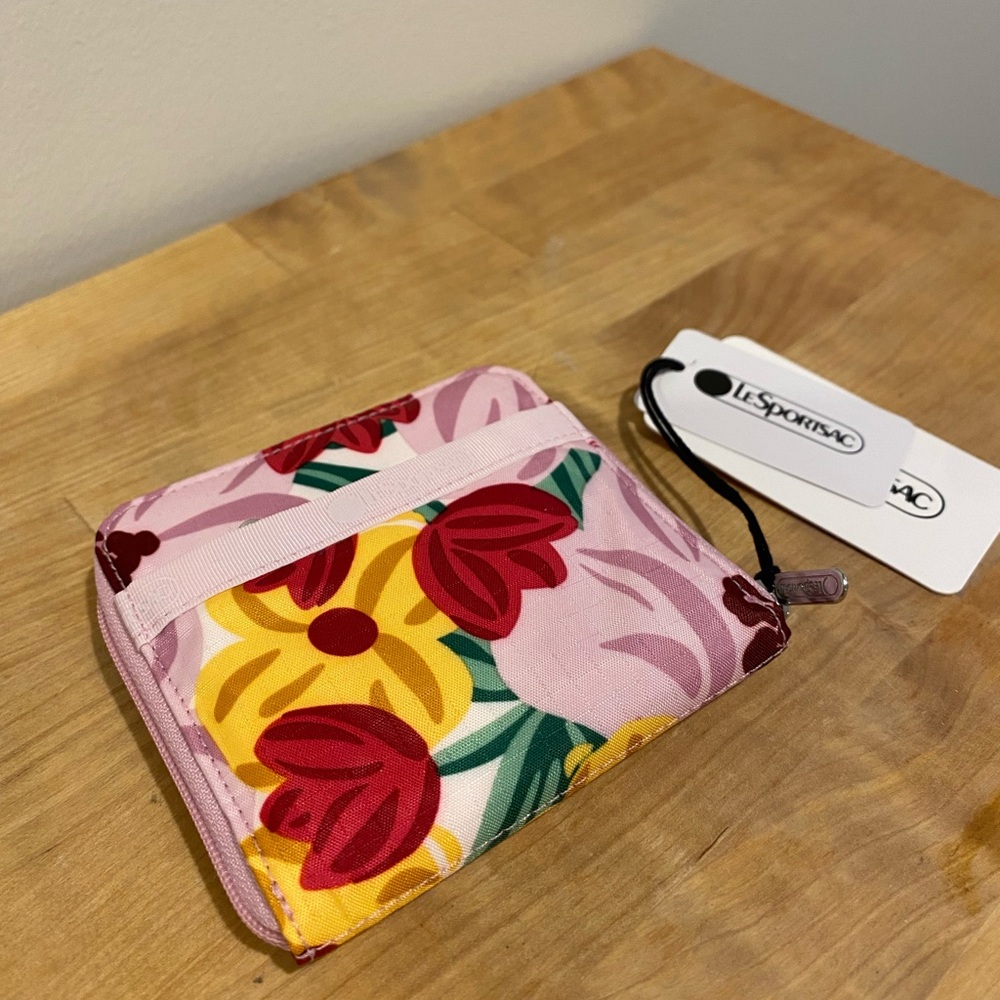 LeSportsac Pink Blooms Compact Zip Wallet